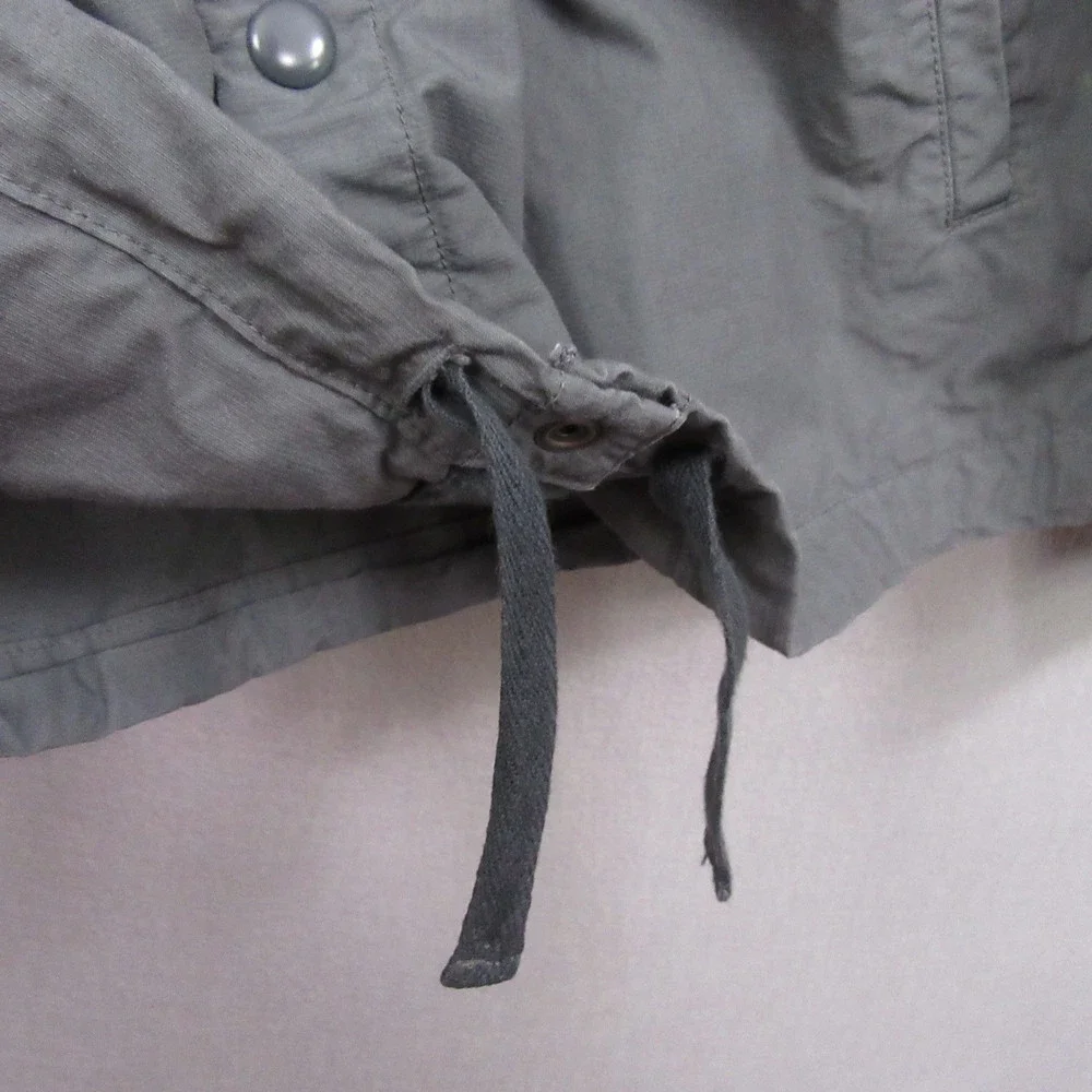 Gap‎ Mens Bomber Jacket L Gray Snap Button Lightweight Drawstring Hem